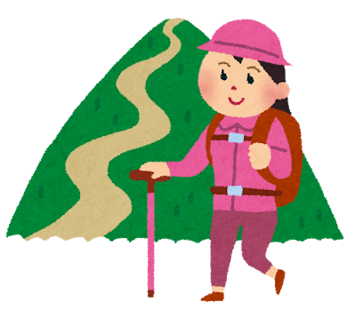 そこに山があるから登山する女性の画像