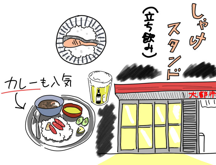 しゃけスタンドのイラスト